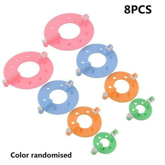 8 Pcs Pom Pom Maker, 4 Sizes Pompom Maker Tool Set for Fluff Ball Weave DIY Wool Yarn Knitting Craft Project, Pom Pom Makers Kit Suitable for Adults and Beginners, Random Color