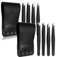 thumbnail image 1 of 8 Pcs Precision Tweezers, Black Stainless Steel, Eyebrow & Facial Hair Remover, Portable Carry Bag, 1 of 7