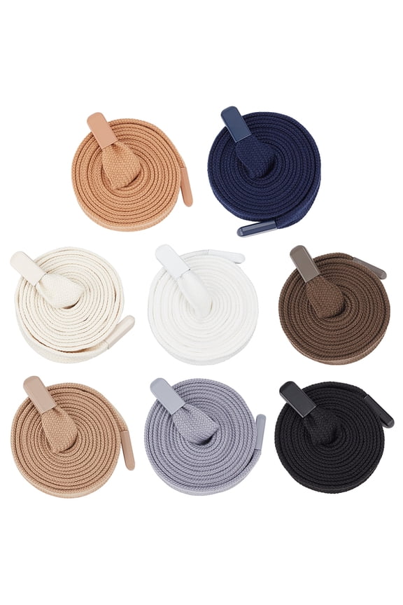 8 Pcs Premium Fibre Drawstring Cords 54.3 57.5 Inch Long 8 Colors Flat Replacement Drawcords with Alloy Cord End for Pants Sweatpants Sweatshirts