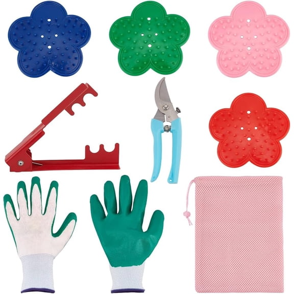 8 Pcs Professional Rose Leaf Thorn Stripper Kit Leaf Burrs Pliers Kits Includes Rose Leaf Thorn Stripper Tool with Glove for Garden Floral Making and Florist Supplies colorful DIY