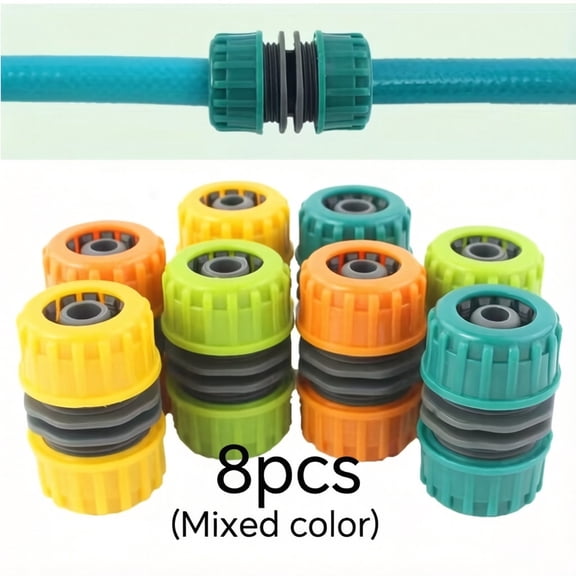8 Pcs Quick Hose Repair Connector, 1/2 Inch Plastic Garden Hose Mender with 4 Colors (2 Each) for Leak Fixing, Pipe Joint, Irrigation