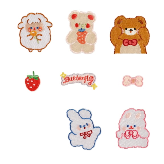 8 Pcs Rabbits Sew On/Iron On Patches Animal Embroidered Patches Bear Sewing Patches Applique Patches for Bag Decoration