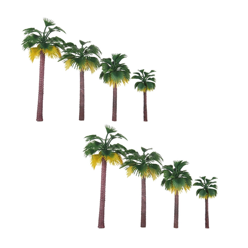 8 Pcs Rainforest Plastic Palm Tree Model Tropical Scenery DIY Handmade