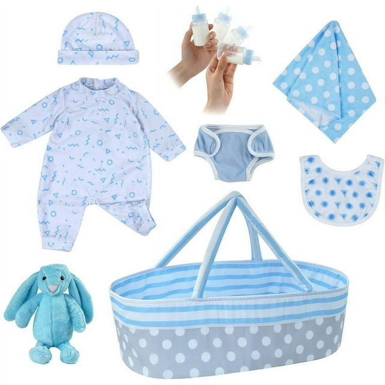 8 Pcs Reborn Baby Doll Accessories with Bassinet for 17-22 Inch Baby Doll,Baby  Doll Clothes Outfit Accessories fit Reborn Doll Newborn Boy 