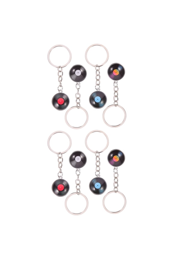 8 Pcs Record Key Chain Vinyl Keychains Fob Metal Ring Gift Decorate