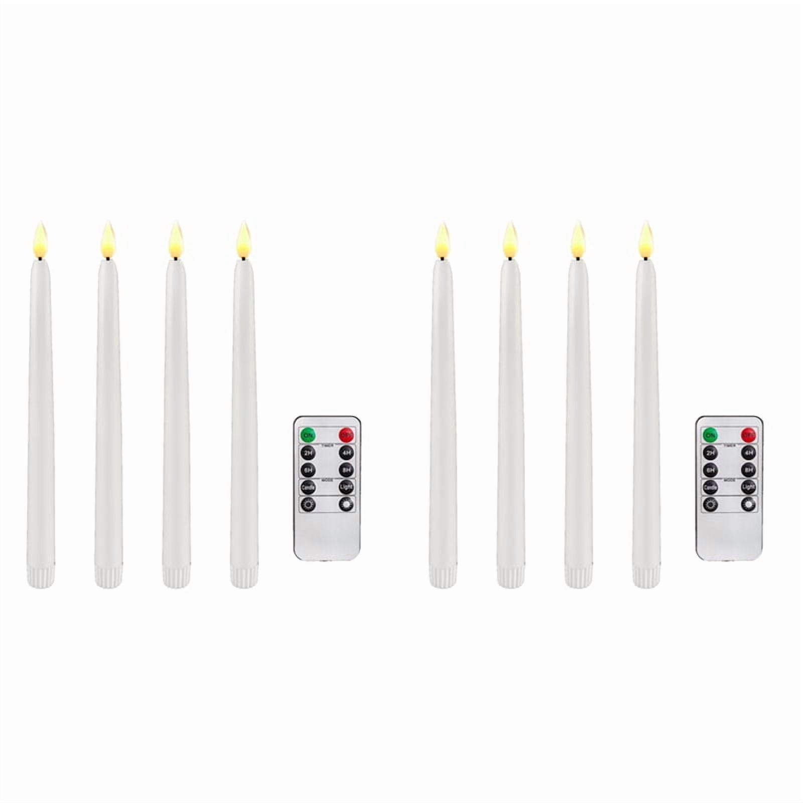 8 Pcs Remote Flameless Candlesticks,Timer Battery Operated LED Taper Candles for Halloween,Wedding Decoration White