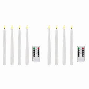 8 Pcs Remote Flameless Candlesticks,Timer Battery Operated LED Taper Candles for Halloween,Wedding Decoration White