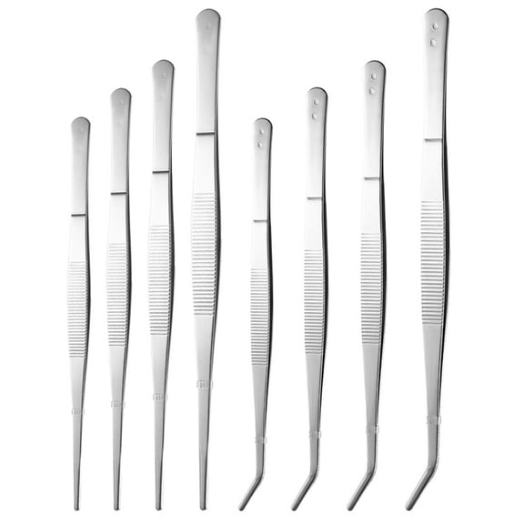 8 Pcs Reptile Feeding Tongs Stainless Steel Tea Tweezers Nonslip Repair Animal Tool Mulitool