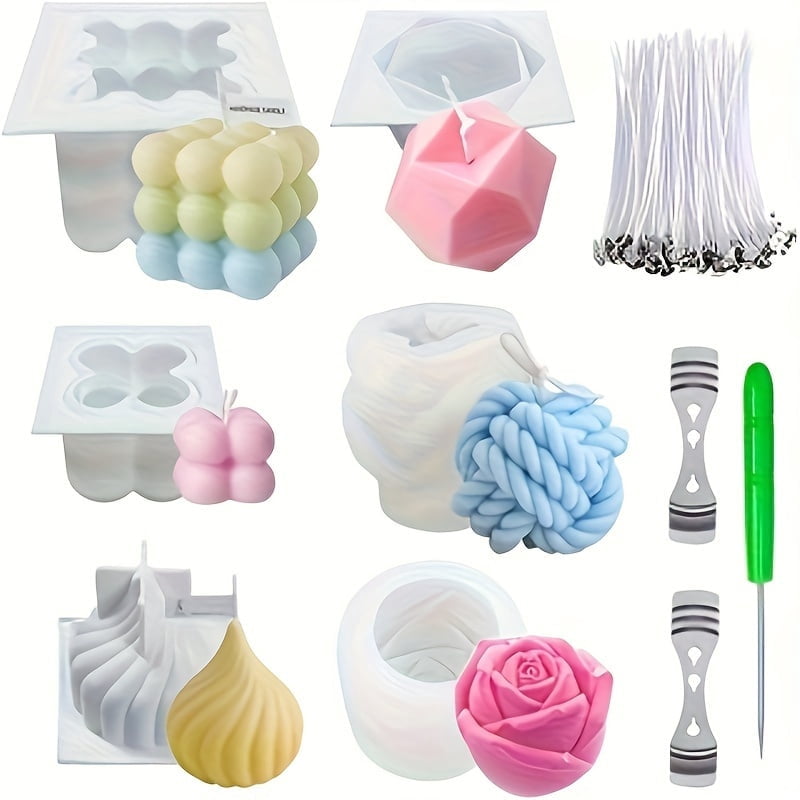 8 Pcs Resin Candle Mold Kit Silicone Craft Set for DIY Candle Making Resin Art Handmade Home Decor Daily Use Graduation Party Creative Gift Set for Adults Craft Lovers