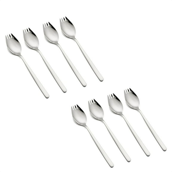 8 Pcs Reusable Fruit Appetizer Forks,Metal Food Spork,Ice Cream Spoons,Salad Forks Dessert Spoons,Household Use Forks,School Lunch Forks,Heavy Duty Flatware set (Silver)
