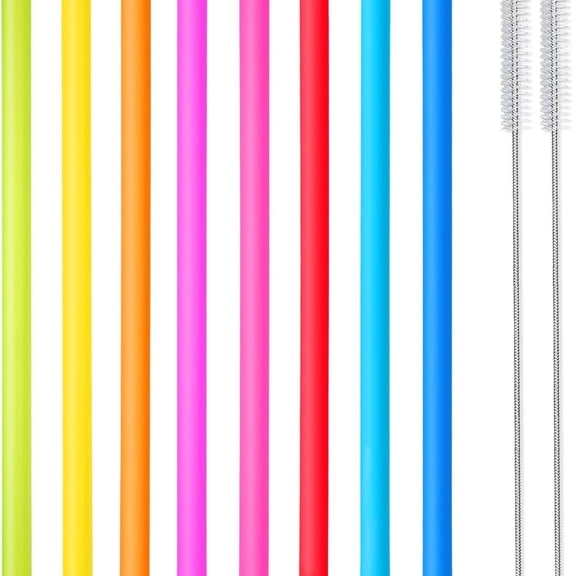 8 Pcs Reusable Jumbo Wide Boba Straws & Smoothie Straws, Multi Colors Reusable Straw, BPA FREE Food-Grade Tritan Plastic Straw for Bubble Tea(Tapioca Boba Pearls) Milkshakes w/ 2 Brushes