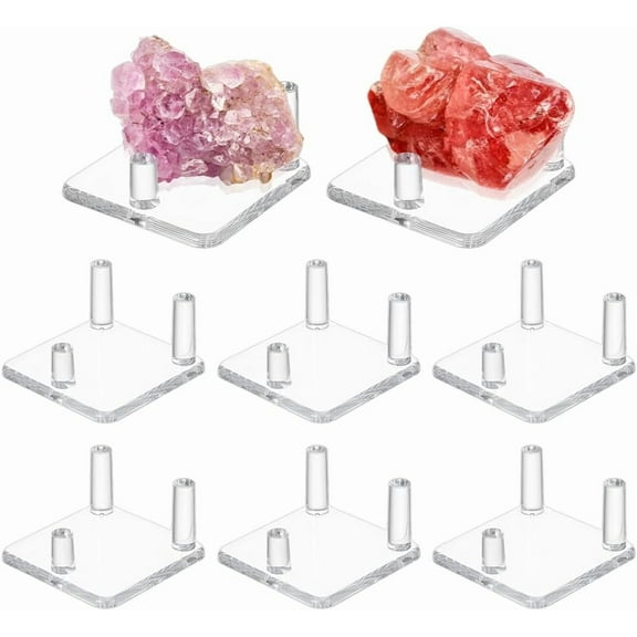 8 Pcs Rock Display Stands Three-Peg Display Easel Stands Clear Plastic Display Stands for Sphere Ball Mineral Geodes Rock Agate Small Collectibles 1.97x1.97x1.02 Inch DIY