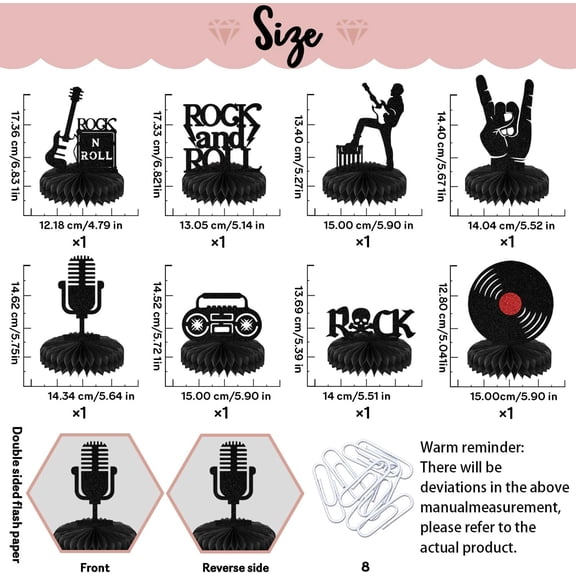 8 Pcs Rock & Roll Honeycomb Centerpieces - Rock & Roll Party Decorations - Music Themed Party Decorations$$Electronics Accessories