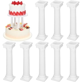8 Pcs Roman Column Cake Pillars White Tiered Stands Supports Tabletop Dessert Display Plastic Pillar Statue Separators Wedding Party Supplies