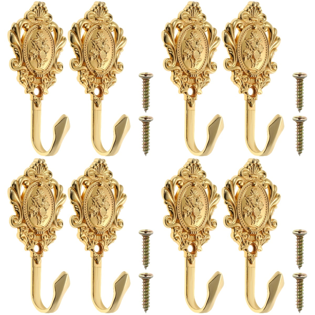 8 Pcs Rose Pattern Curtain Holdbacks Vintage Tieback Hooks Drapery