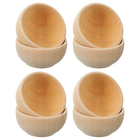 8 Pcs Round Coffee Table Small Wooden Bowl Decoration