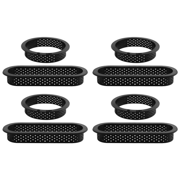 8 Pcs Round & Oval Tart Rings Heat- Perforated Cake Mousse Ring Non Stick Bakeware Mini Cake Mold Cake Rings