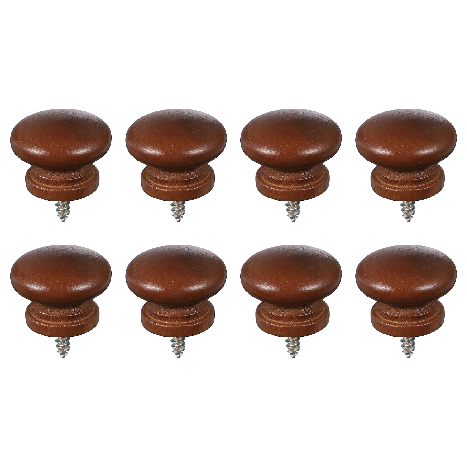 knobs for dark brown dresser 8 Pcs Round Wood Cabinet Knobs, Self-Tapping Solid Wooden Drawer Mushroom Pulls Handles Furniture Closet Wardrobes, (1-1 Package Content 8 Pcs Round Wood Cabinet