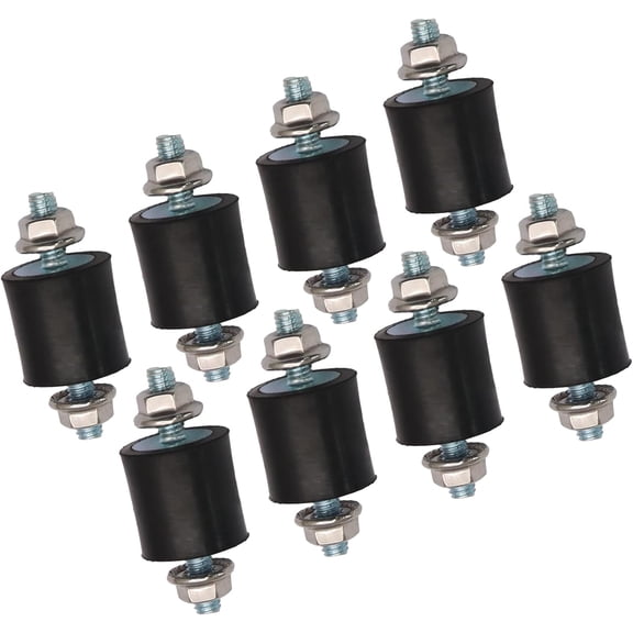 8 Pcs Rubber Vibration Isolator Mounts with M4 x 10mm Studs and 15 x 15mm Base, Anti Vibration Shock Absorber for Automotive, Compressor, Pump, Generator, Motor and Engine Damping