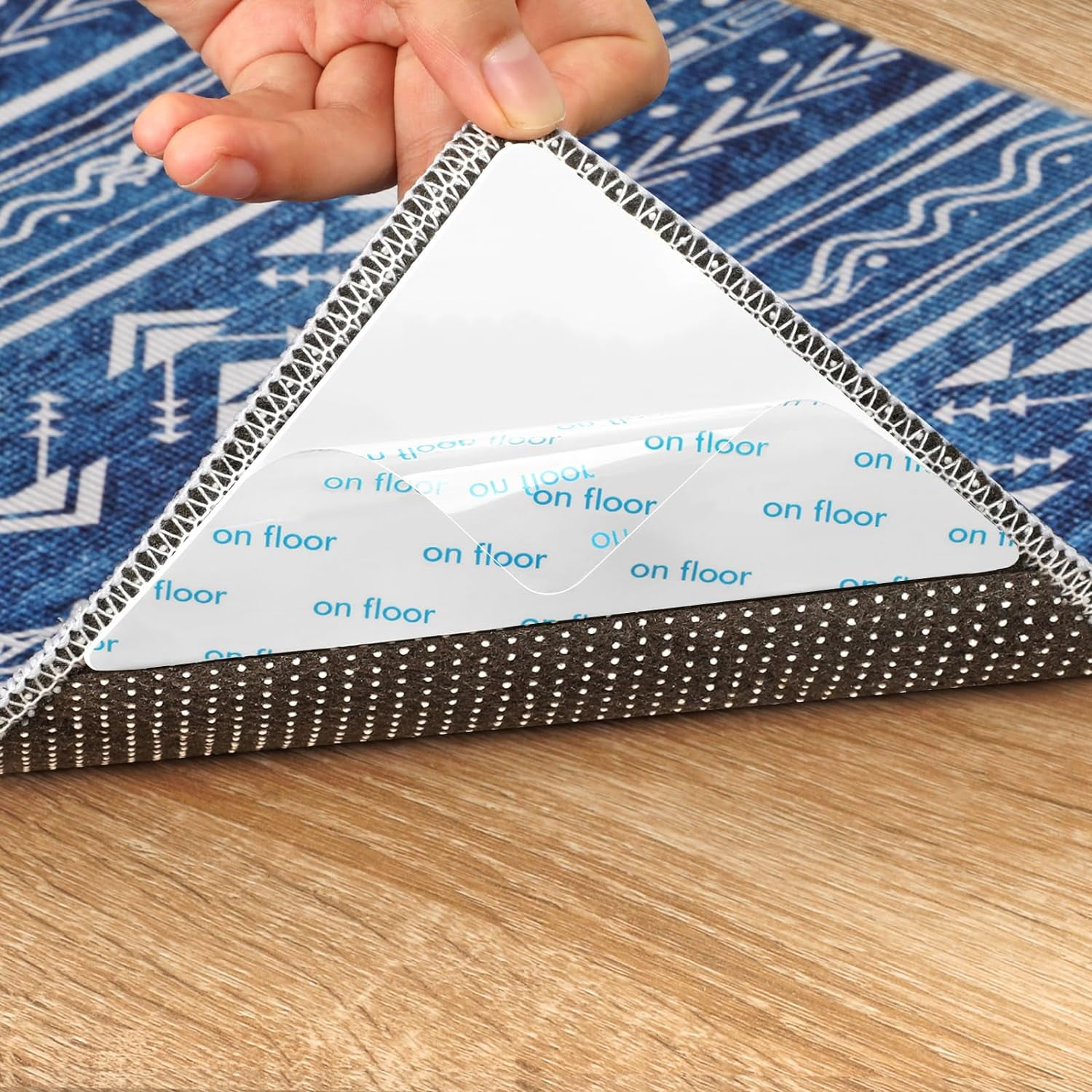 8 Pcs Rug Gripper Reusable Carpet Tape for Hardwood Floors Stops