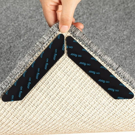8 Pcs Rug Tape,Double-Sided Reusable Rug Carpet Tape,Non Slip Adhesive Prevent Curl for Hardwood Floors and Carpet Corners