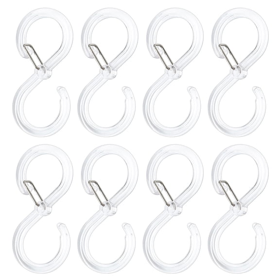 8 Pcs S Hooks - 2.6 x 1.2in Large S-Shaped Hooks with Buckle for Hanging Pots, Coats & Bags, Kitchen Bathroom Use(transparent)