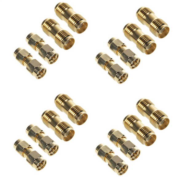 8 Pcs SMA Male to SMA Male Plug+ 8 Pcs SMA Female to SMA Female Jack Coaxial Adapter Connector,8 x SMA Male to SMA Male Plug Coaxial Connector 8 x SMA Female to SMA Female Jack Coaxial Connector,Gold