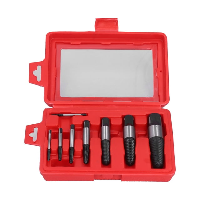 8 Pcs Screw Extractor Set Carbon Steel Easy Out Damaged Screw Extractor