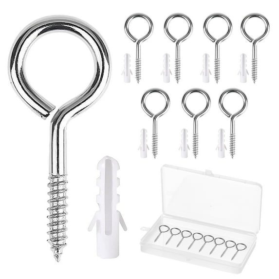 8 Pcs Screw Eyes Hooks, 2.5 Inch Heavy Duty Eye Hooks Screw, Stainless Steel Eye Screws, Heavy Duty Eye Bolts Screw in for Hanging Frames, Cables Wires, Wooden Handles