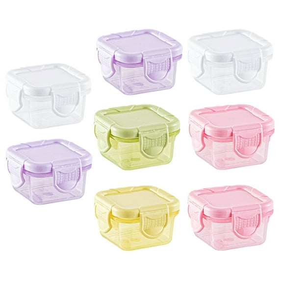 8 Pcs Sealed Crisper Box Salad Dressing Container Plastic Containers Sauce Dipping Bowls Travel