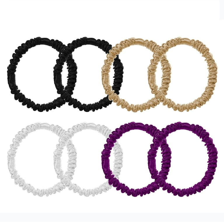 8 Pcs Set 100% Pure Mulberry Silk Hair Scrunchies Silk Hair Ties