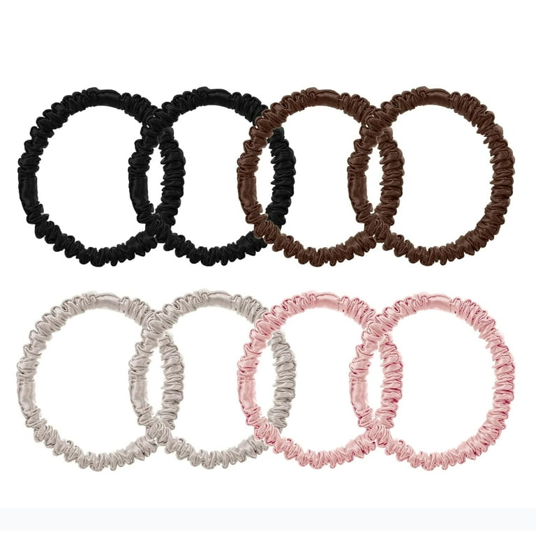 8 Pcs Set 100% Pure Mulberry Silk Hair Scrunchies Silk Hair Ties