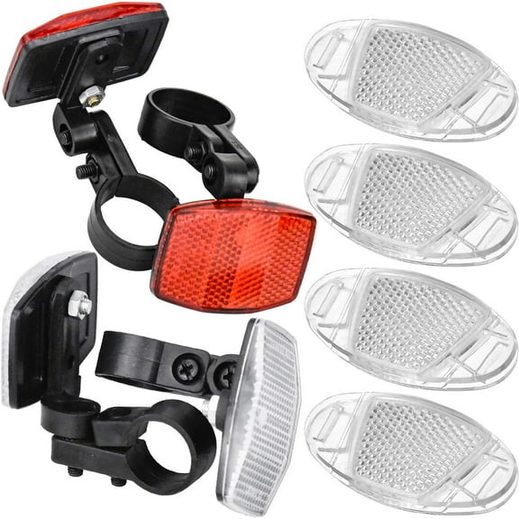 8 Pcs Set Bicycle Spoke Reflector, Anti-Drop Spoke Reflector with Front Handlebar Bracket Rear Seat Tube Bracket Bicycle Indicator Lamps
