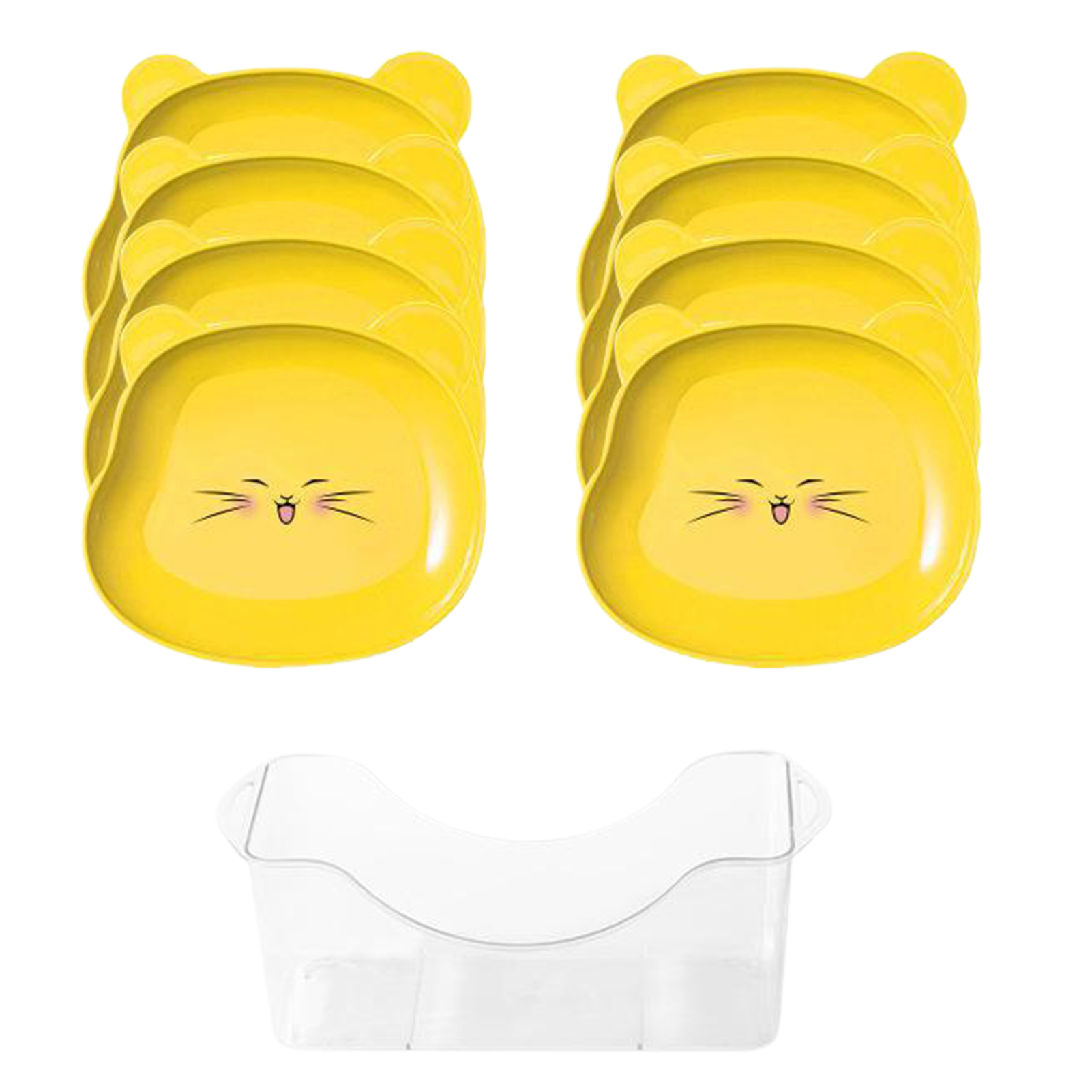 8 Pcs/Set Fruit Plates Stackable Cartoon Bear Head Food Grade