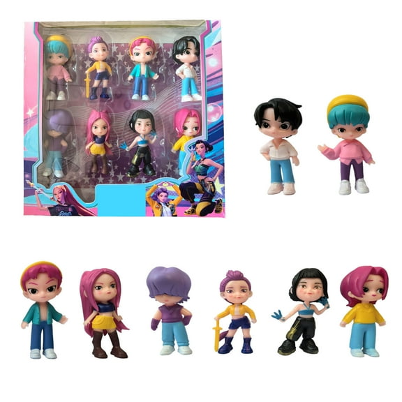 8 Pcs Set Korean Idol Statues Movie Action Figures Cute Character Figurines Cartoons Figures Toys Home Decor