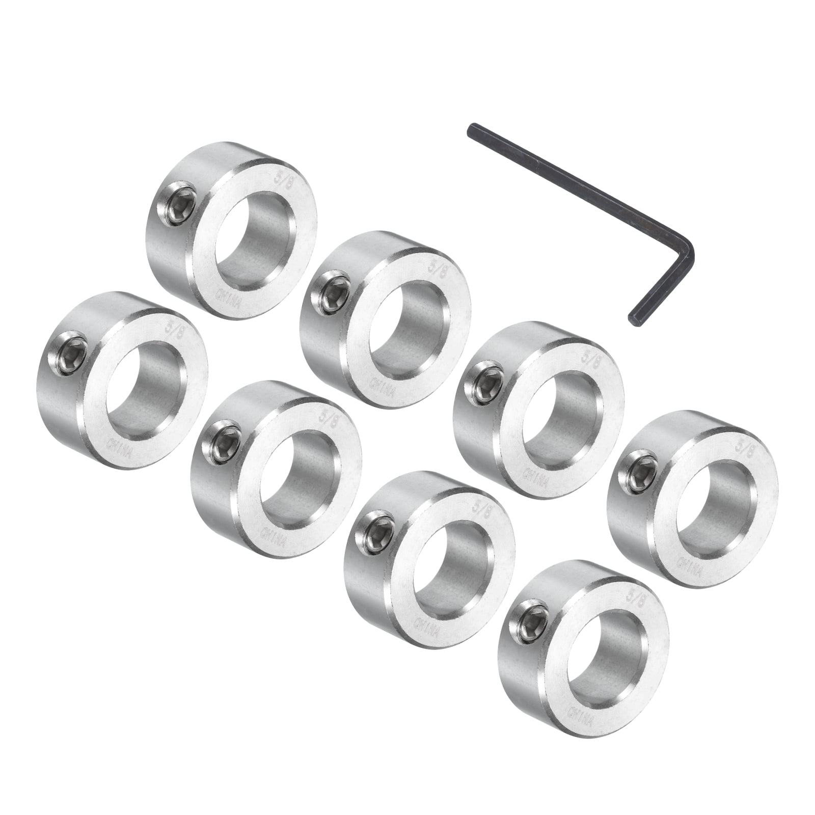 8 Pcs Set Screw Shaft Collar 5/8"Bore, 304 Stainless Steel Shaft Collars, 1-1/8"OD, 1/2"Thickness