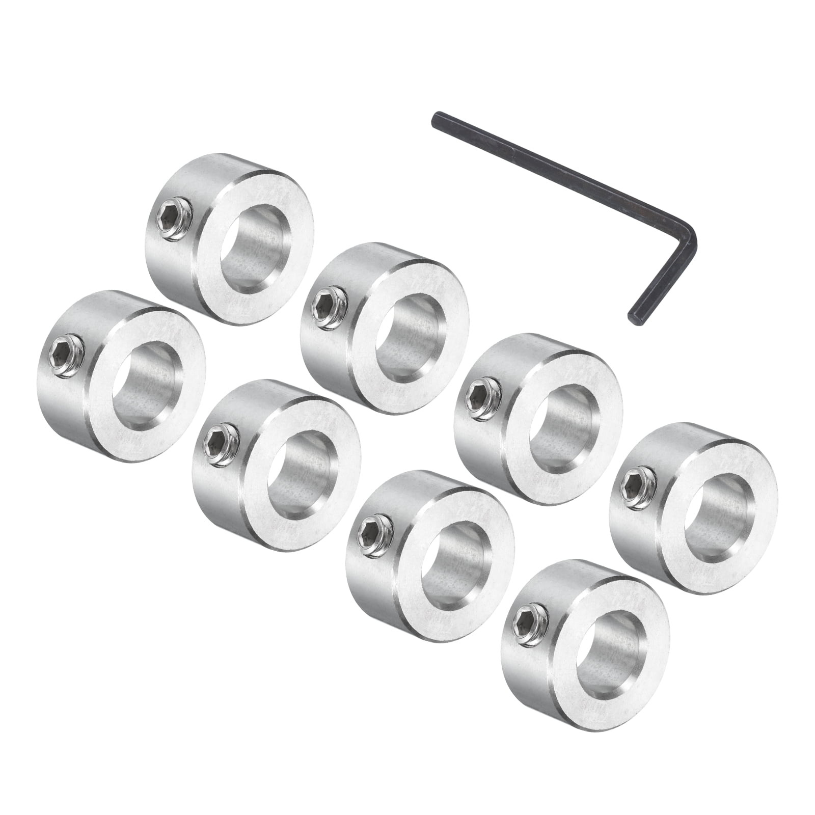 8 Pcs Set Screw Shaft Collar 7/16"Bore, 304 Stainless Steel Shaft Collars, 7/8"OD, 7/16"Thickness