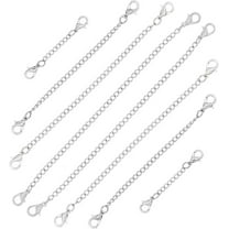 8 Pcs/Set Stainless Steel Extended Extension Chains Tail Extender for Jewelry Making Findings Necklace Bracelet Chain (Silver)