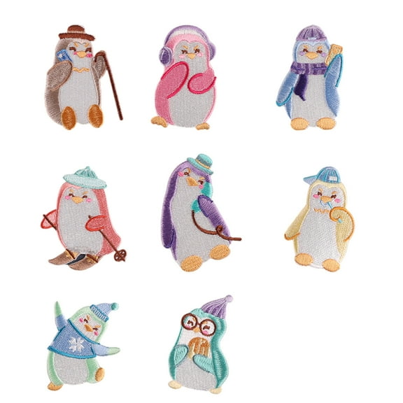 8 Pcs Sew On/Iron On Patches Cartoon Penguins Embroidered Patches Sewing Patches Applique Patches for Bag