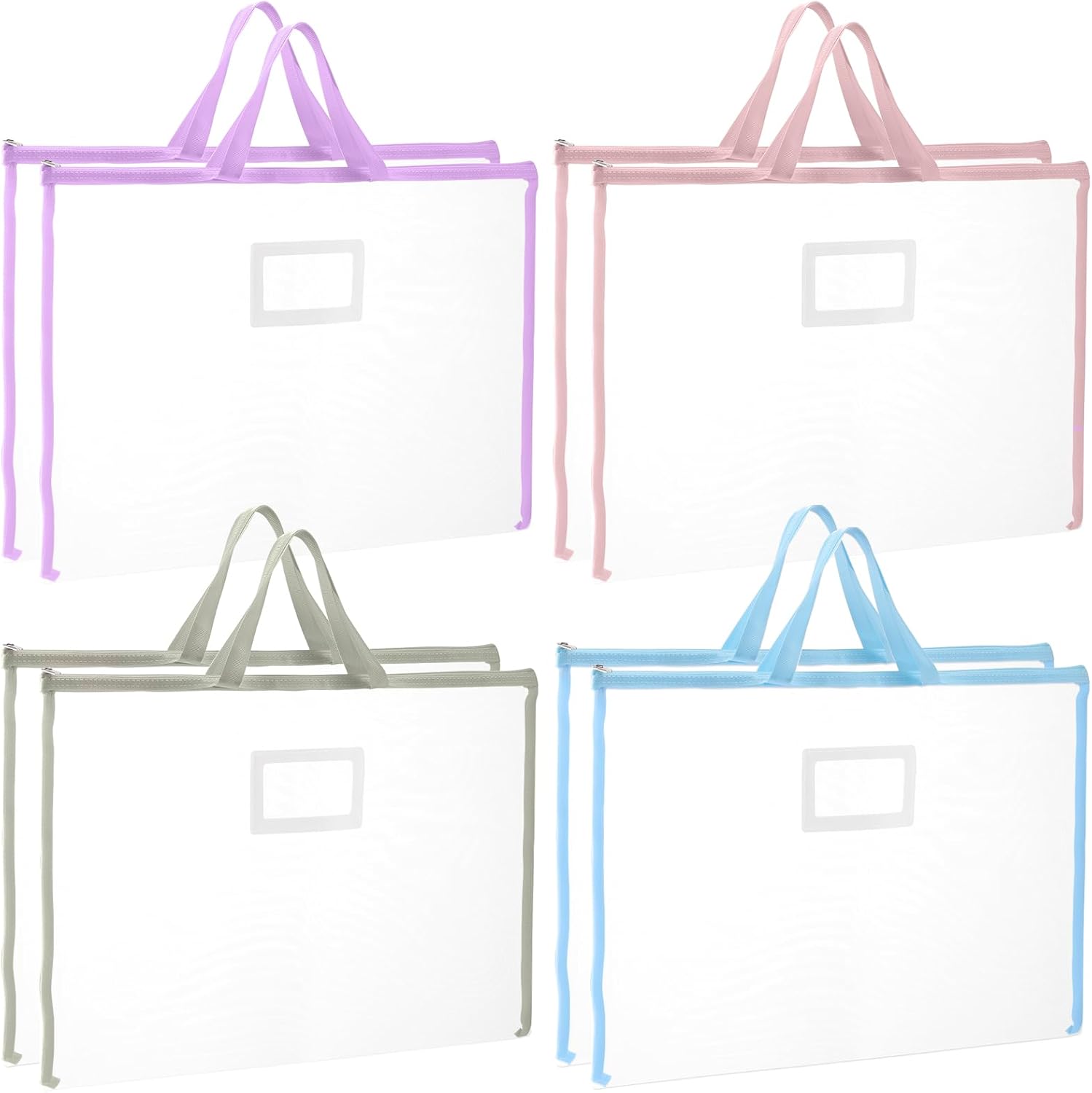 8 Pcs Sew Project Bags 18 x 13 Inch Quilting Craft Organizer Storage Bags with Handle and Pocket Large Sew Quilting Mesh for Quilters Knitting Stitching Crafter