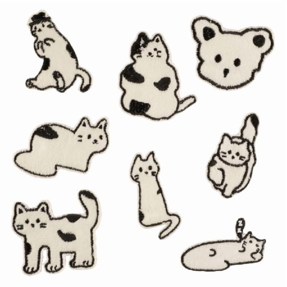 8 Pcs Sewing Patches Cats Embroidered Patches Iron On/Sew on Patches