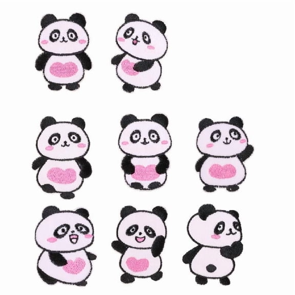 8 Pcs Sewing Patches Panda Embroidered Patches Iron On/Sew on Patches