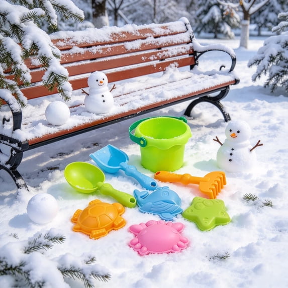 8 Pcs Silicone Beach Toys, Winter Snow Digging Tool Set Bucket Sand ...