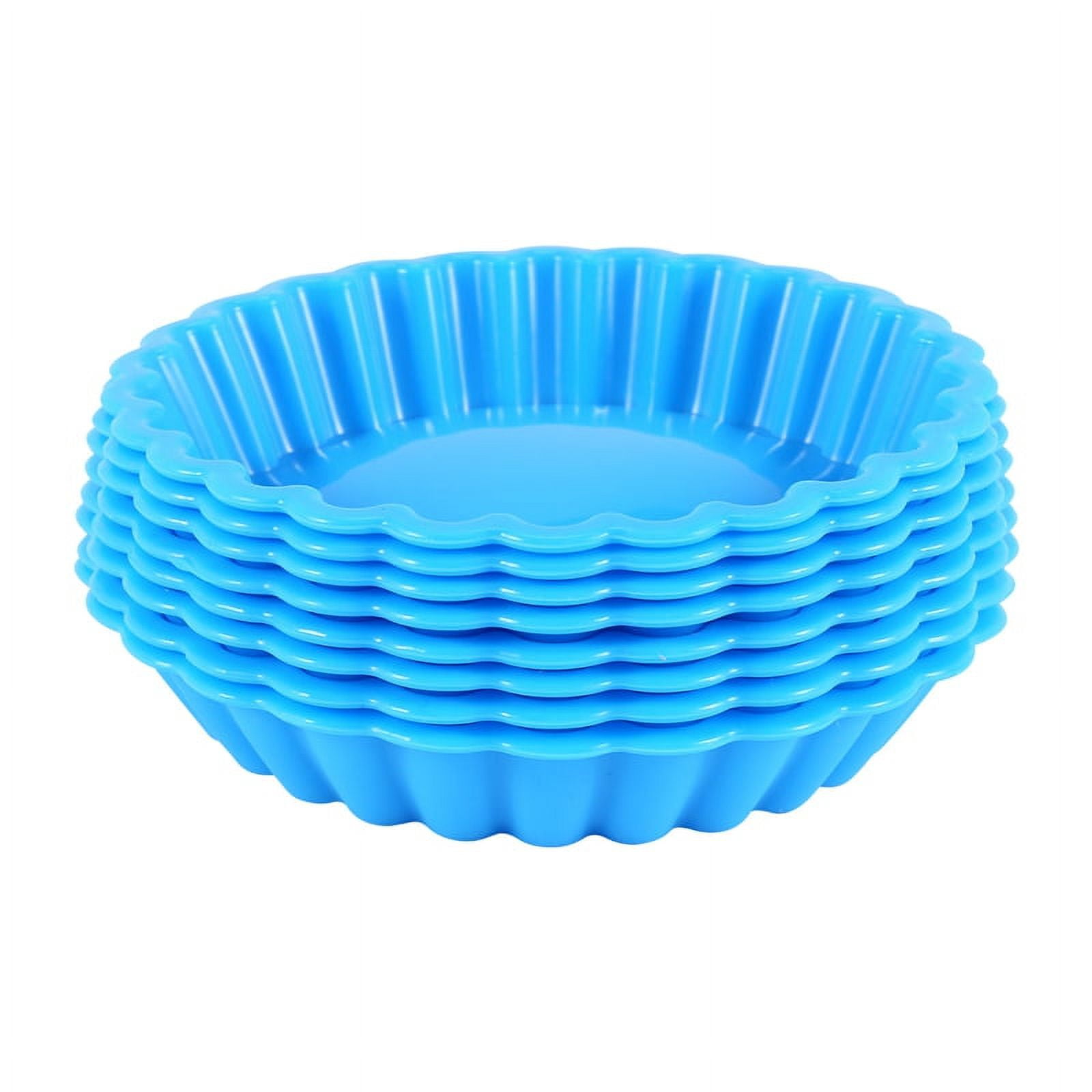 8 Pcs Silicone Cake Pans, NonStick Round Pie Moulds, Round Fluted Flan