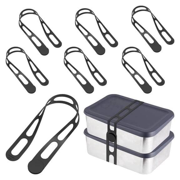 8 Pcs Silicone Lid Latch Strap Reusable Elastic Silicone Lid Lock Strap with Safe Locking Design for Luggage Meal Box Pan Curtain