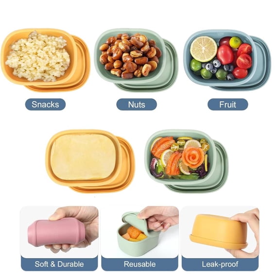 8 Pcs Silicone Snack Containers for Kids Leak Proof Toddler Snack Containers Snack Box with Lids Silicone Food Storage Containers for Puree Yogurt Soup Baby Food Storage