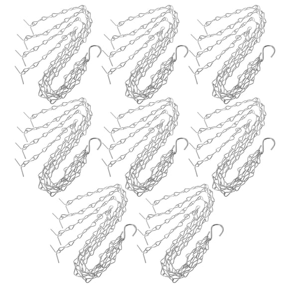 Raindrops Sturdy Silver Iron Hanging Basket Chain with Hooks for Home Use Convenient Plant Pot Hanger 8 Pcs