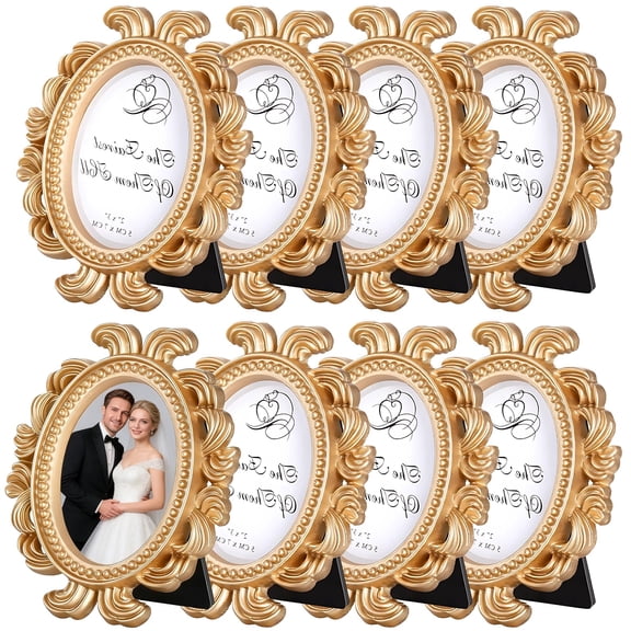8 Pcs Small Vintage Picture Frames, Mini Gold Picture Frames 3.7x3.1 in, Antique Gold Picture Frames with Baroque Style, Tabletop Display