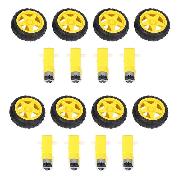 8 Pcs for Smart Car Robot Plastic Tire Wheel with DC 3-6V Gear Motor,8 x for Smart Car Robot Plastic Tire Wheel 8 x DC 3-6V Gear Motor,