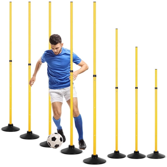 8 Pcs Soccer Agility Poles Detachable Sports Training Speed Slalom Poles with Rubber Base Coaching Sticks for Soccer Drills and Training